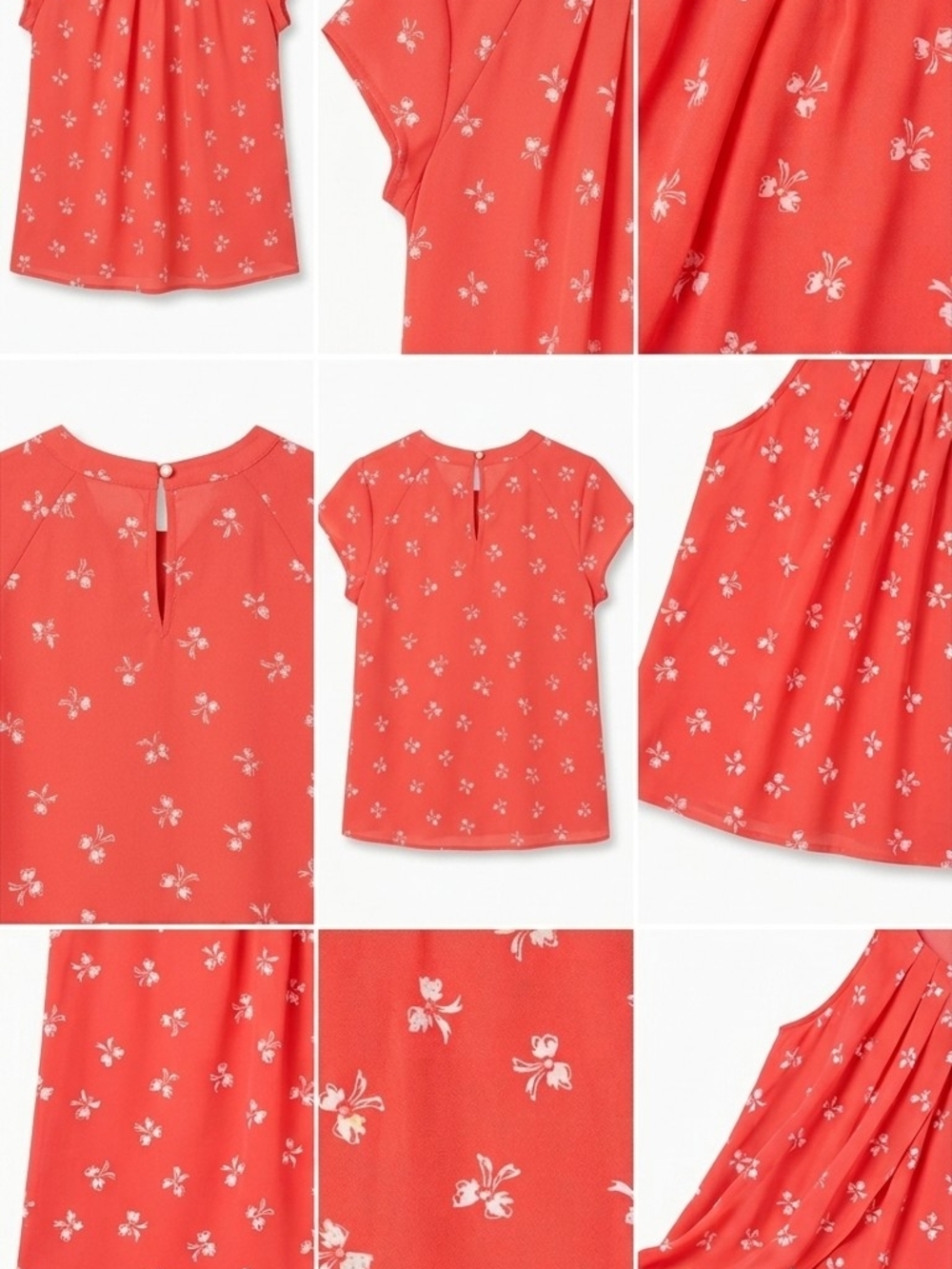 LC Lauren Conrad Coral Short-Sleeve Floral Blouse